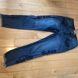 Floral embroidered jeans